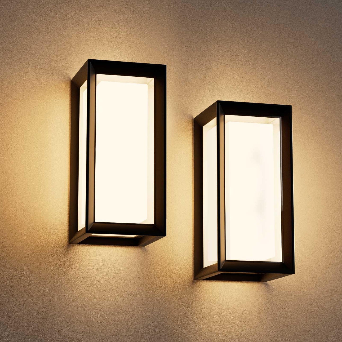 rosykite Modern Outdoor Wall Lights 2Pack, LED Rectangle 18W Bright Warm to Cool Tunable White Exterior Lighting Fixtures, Waterproof Outdoor Lights for House,Porch,Garage (Rectangle-CCT)