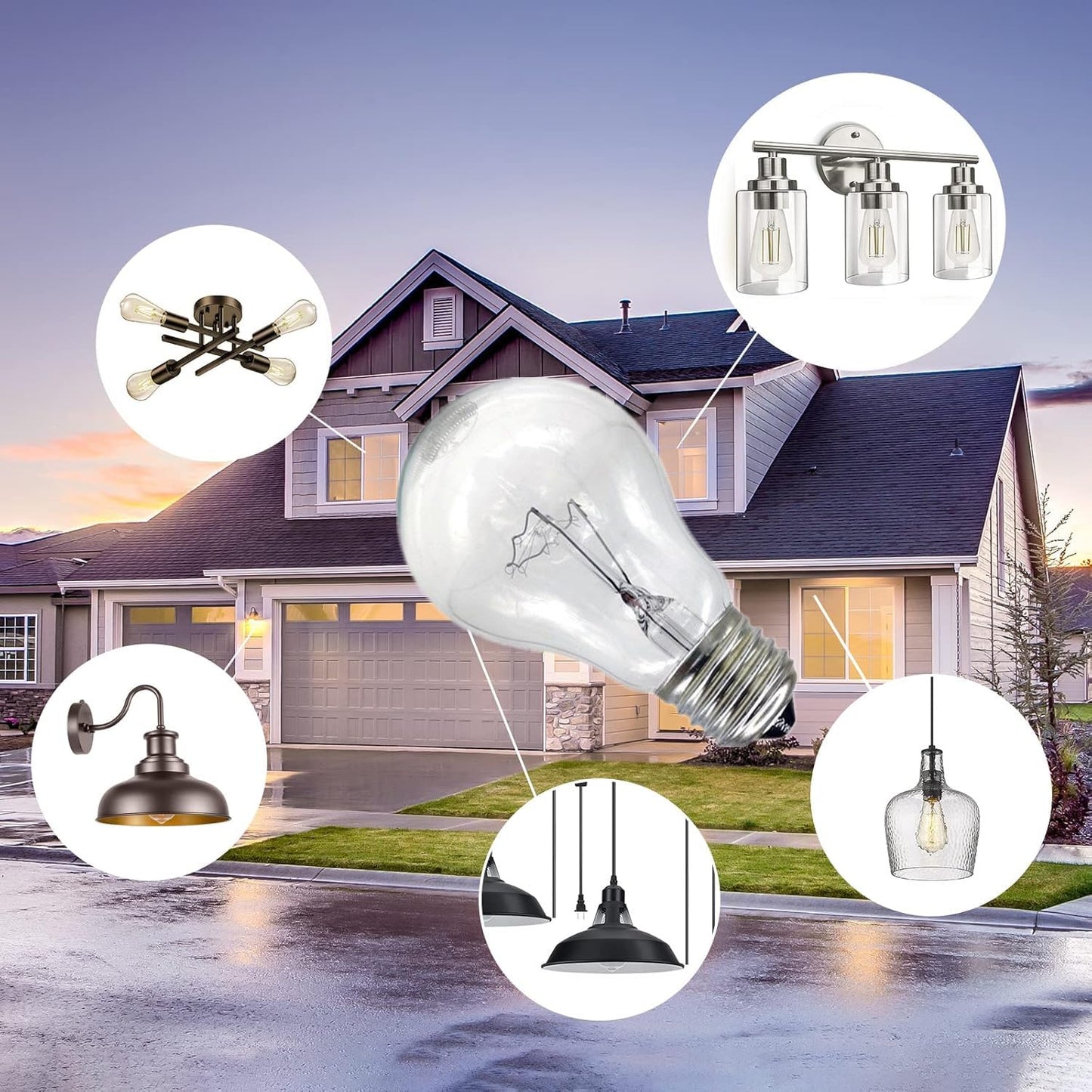 Hoimuv 75 Watt Incandescent Light Bulbs, A19 75 WATT Incandescent Bulb Shatter Resistant Rough Service Light Bulb 75 WATTS A19 Shape (4PACK)