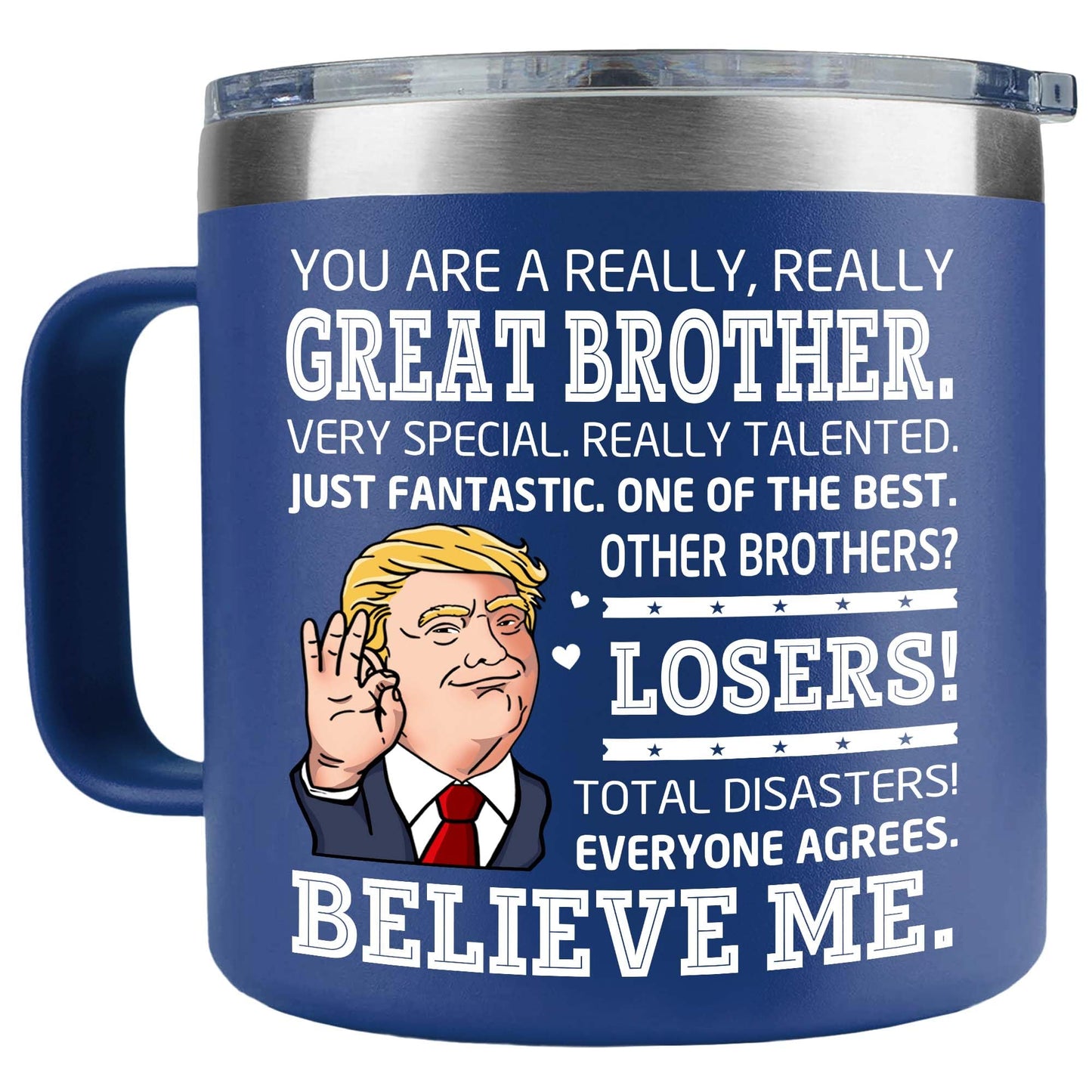 BECHUSKY Gifts For Brother - Great Brothers Mug - Gift Ideas for a Brother - Mugs For Adult Bro, From Sister - Christmas, Fathers Day, Birthday For Brothers - Funny Big Bro Present Tumbler 14 OZ
