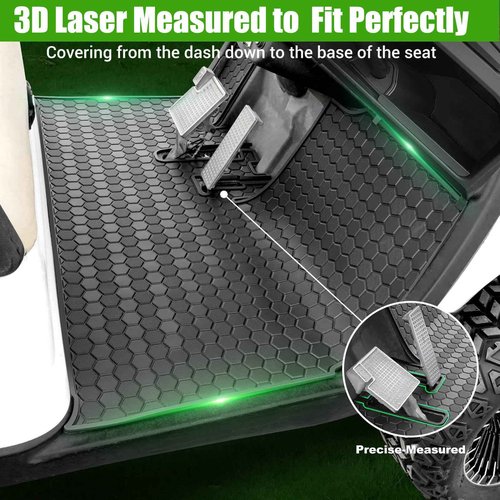 Yamaha Drive G29 Golf Cart Full Coverage Floor Liner Mat, Only Fits Yamaha Drive (Gen1), G29, YDR, Adventurer (2007-2016), Upgraded Non-Slip, 8MM Thick Rubber Floor Mats, Black Trim