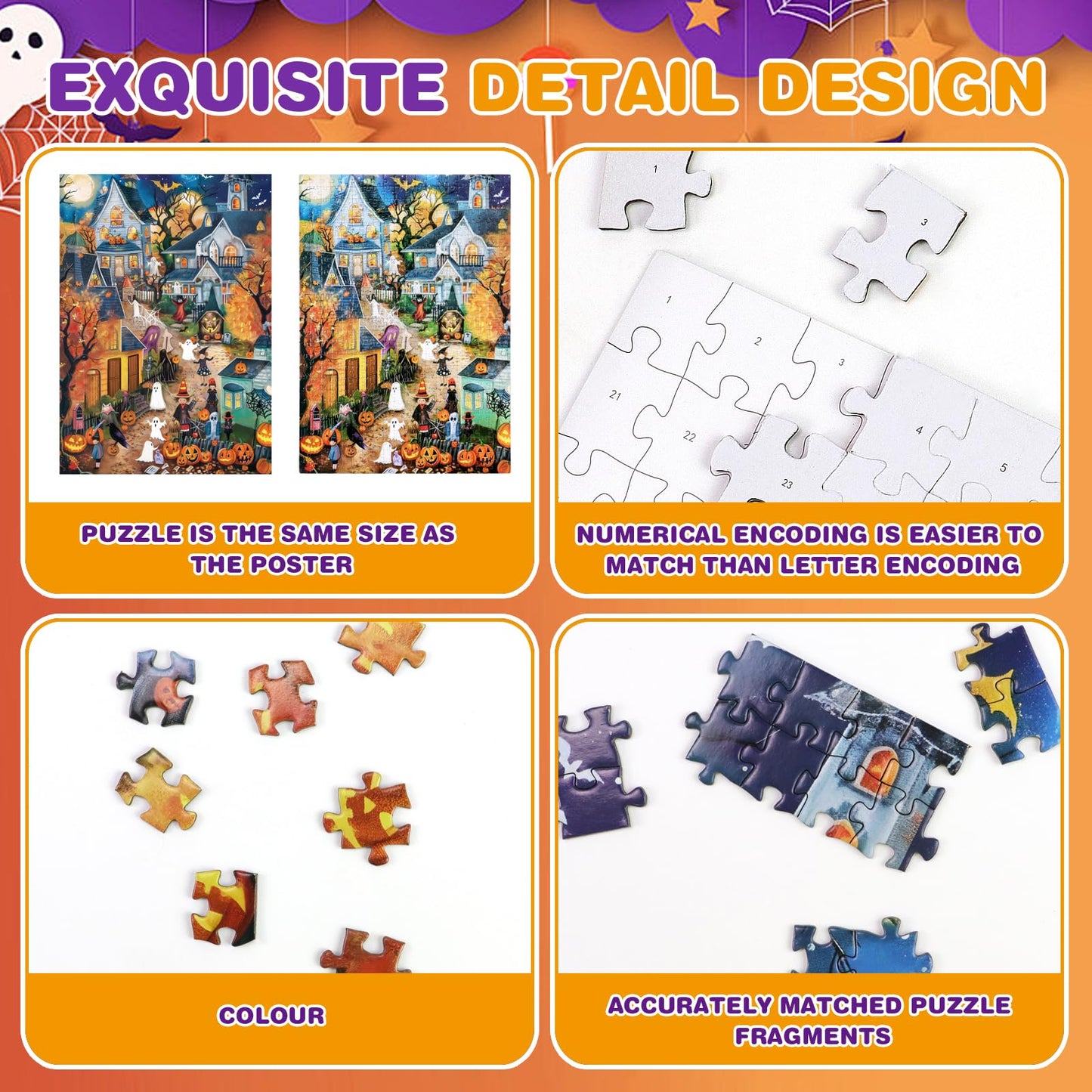 Halloween Puzzles 500 Pieces for Adults,Halloween Pumpkin, Ghost Theme Jigsaw Puzzles Decoration,Creative Play & Holiday Party Gifts Artwork Wall Home Decor