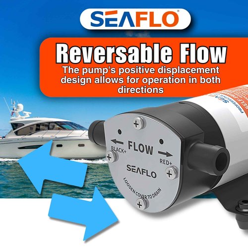 SEAFLO 12V 8.0 GPM Reversible Self-Priming Impeller Bilge/Ballast Pump - Efficient, Durable, and Versatile Boat Pump- 4 Year warranty
