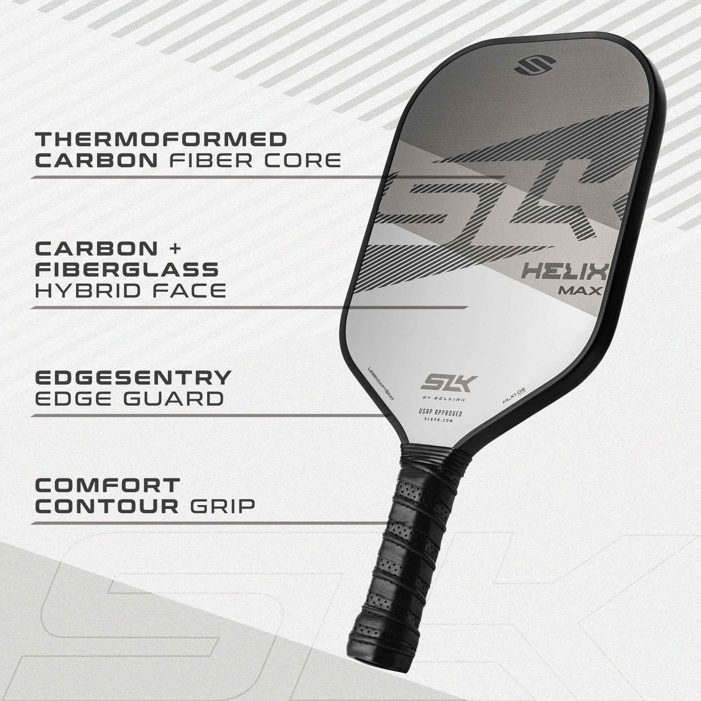 Selkirk Sport SLK Helix Pro Legend Gray Pickleball Paddle & Pro S1 12pk Pickleball Ball Bundle