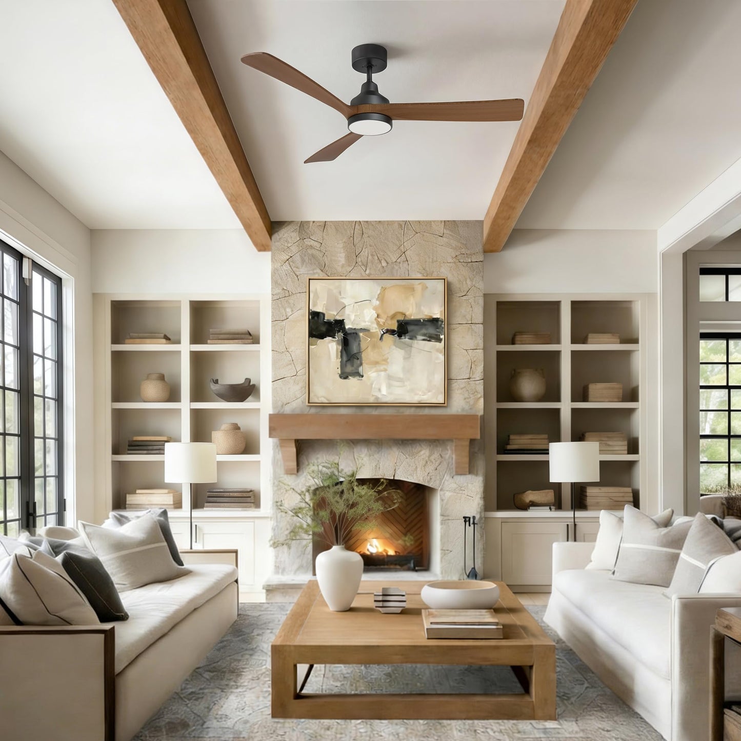 GREENEVER 52" Ceiling Fan with Light & Remote Control, Quiet DC Motor Reversible, 3CCT Dimmable LED Light with Memory, Modern Ceiling Fans for Bedroom Living Room Dining, by GRANDJOY