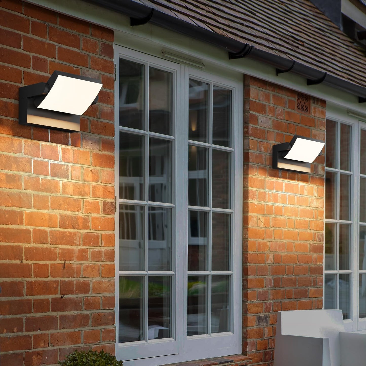 lundwa 2 Pack Modern Outdoor Lights, 40W Black LED Exterior Light Fixture, 3000K Outdoor Wall Sconce, IP65 Waterproof Porch Lights for House