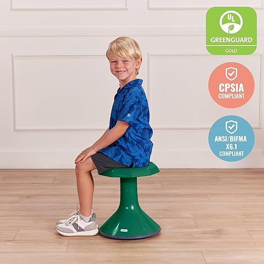 ECR4Kids ACE Active Core Engagement Wobble Stool, 15-Inch Seat Height, Flexible Seating, Green