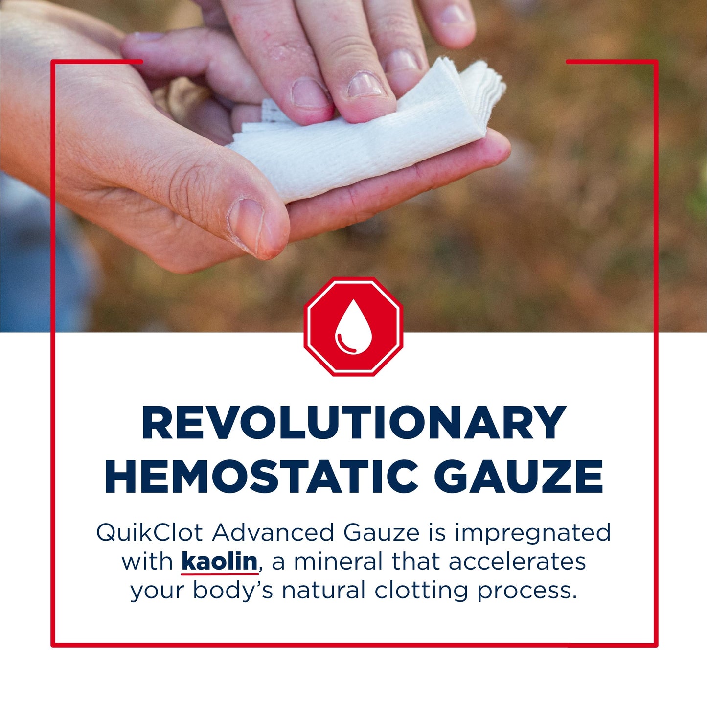 Adventure Medical Kits QuikClot Advanced Clotting Gauze - Stops Bleeding Up to 5X Faster Than Standard Gauze - Kaolin Hemostatic Dressing - for First Aid Kits & Survival Gear - 3 x 24
