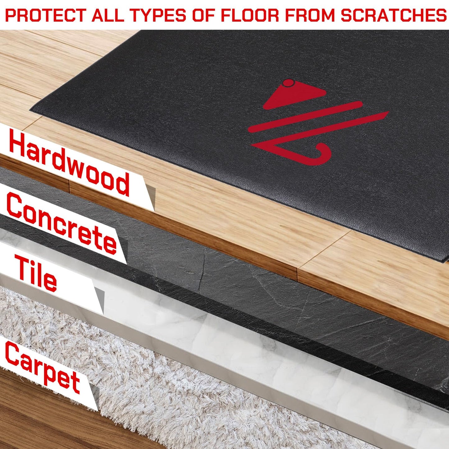 BUCKLOS Treadmill Mat for Hardwood Floors/Carpet/Tile 6mm Thick - Exercise Equipment Mats for Peloton/Nordictrack Indoor Cycling Under Floor/Hard Wood/Concrete Protect