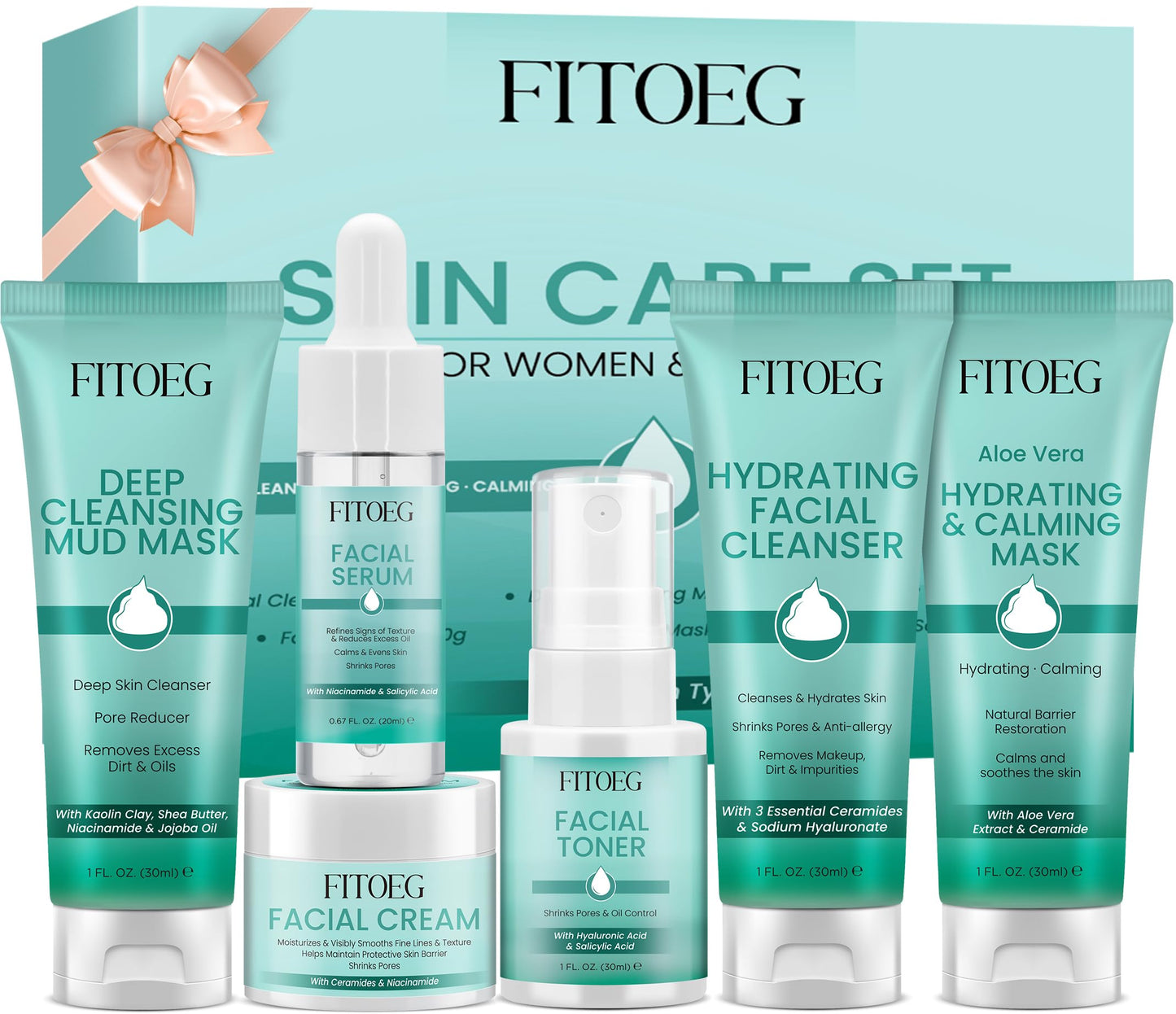 Teen Women Gifts,Skin Care,Skincare,Hydrate,Oil Control,Pore Shrinking,Anti-Allergy Facial Skin Care Routine Kit Travel Size Gift Set Stocking Stuffers for Teen Girls 10-12 16-18 & Women for All Skin