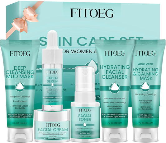 Teen Women Gifts,Skin Care,Skincare,Hydrate,Oil Control,Pore Shrinking,Anti-Allergy Facial Skin Care Routine Kit Travel Size Gift Set Stocking Stuffers for Teen Girls 10-12 16-18 & Women for All Skin