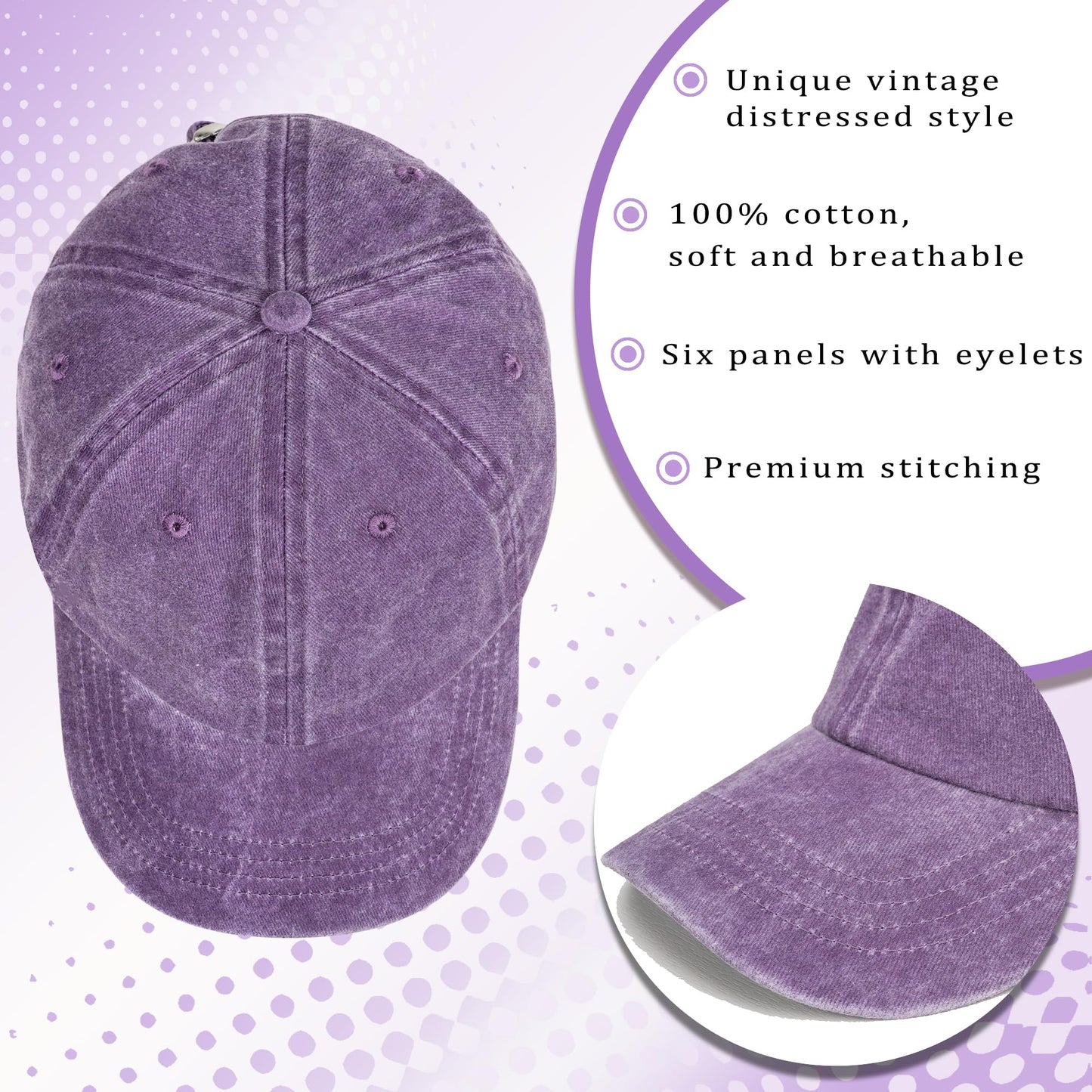 50th Birthday Gifts for Her Him Vintage 1975 Embroidered Black Baseball Cap Women Men Purple