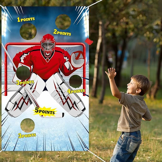 Ice Hockey Toss Games Decorations Banner Backdrop Background Hockey Theme Decor for Indoor Outdoor Hockey Fans Birthday Pa...