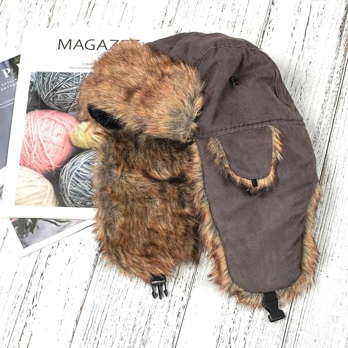 ONWAY Trapper Hat Winter Hats for Women Men with Faux Fur Ear Flaps