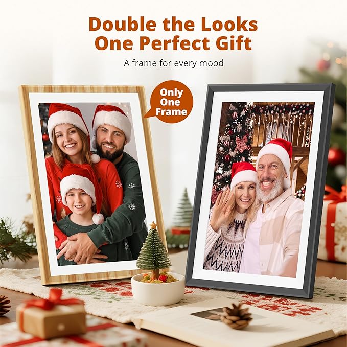 Dragon Touch 10.1'' WiFi Digital Picture Frame with Dual Swappable Snap Frames – 1280×800 HD IPS Touch Screen, Auto-Rotate, Instantly Share Photos/Videos via Free App, Gift for Birthday, Wedding, Mom