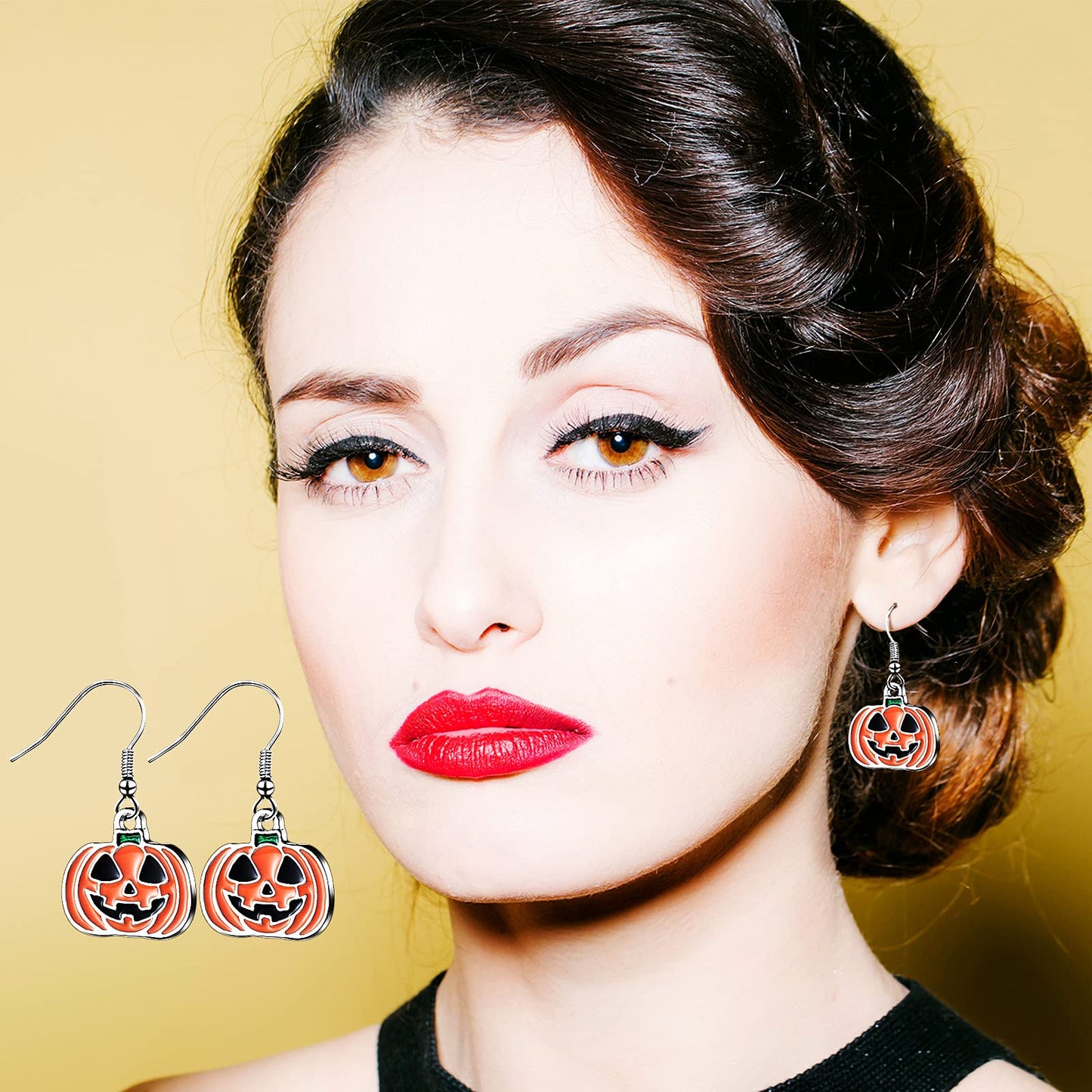 9 Pairs Halloween Stud Earrings Jewelry Drop Dangle Earrings Pumpkin Black Cat Stud Earrings for Women Halloween Party Dress(Cut