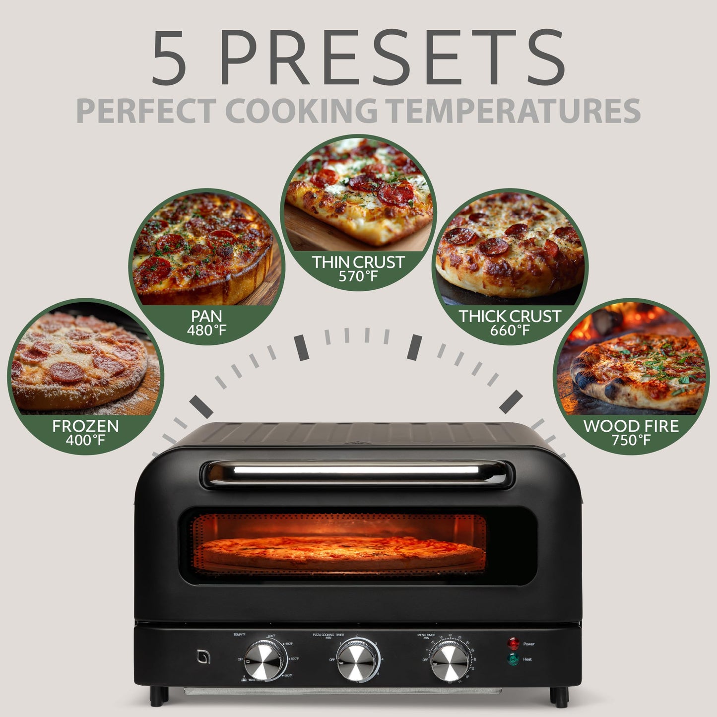 WILLOW Eco Series Electric Indoor Pizza Oven – 1800W, 5 Presets, Heats up to 750°F, Countertop Pizza Maker with 12" Ceramic Stone for Pizzeria-Style Crust, Scraper and Cutter Included Horno Para Pizza