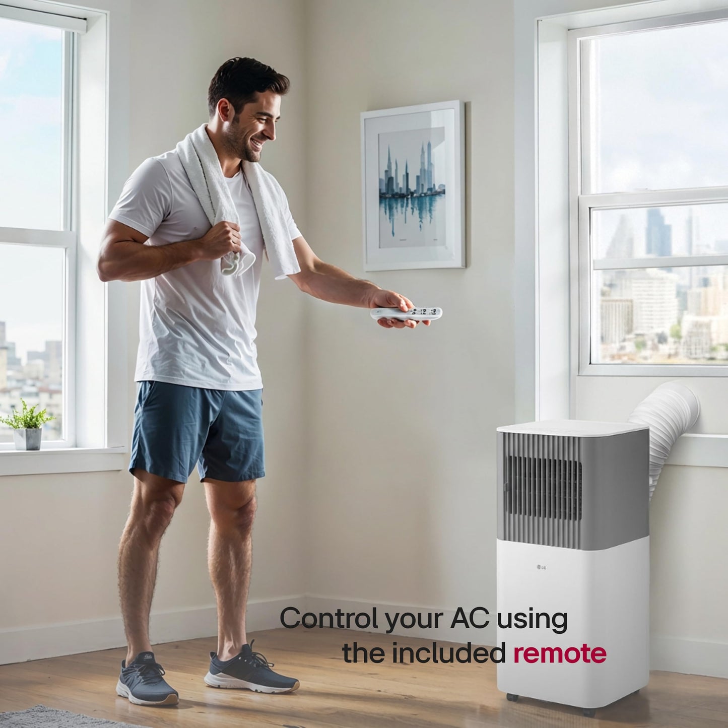LG 6,000 BTU SACC (10,000 BTU ASHRAE) Smart Portable Air Conditioner, 115V, Cools 250 Sq.Ft. (10' x 25' Room), Quiet Operation, LCD Remote Control, Voice Control, Works w/Amazon Alexa, and Hey Google