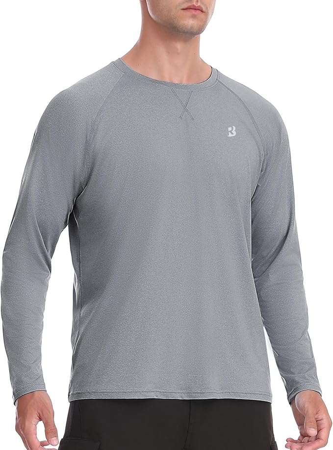 EoBeKee Men's UPF 50+ Rash Guard Long Sleeve, Lightweight UV Sun Protection SPF Water Shirts for Swim Fishing Hiking Beach