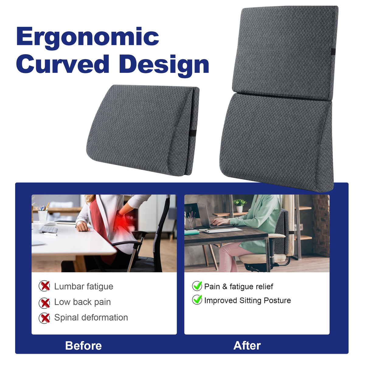 HOMBYS Adjustable Lumbar Support Pillow for Recliner,Multifunctional Memory Foam Back Support Pillow for Recliner,Big Chair Back Support,Back Support Cushion for Office Chair/Car,20"x13.8"x5"