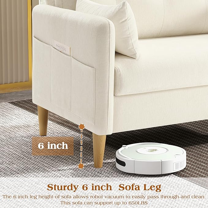 Hanherry Loveseat Sofa, 47” Small Couch for Living Room, Comfy Chenille Fabric Love Seat for Bedroom withThrow Pillow,Removable Cushion Cover,Couches for Small Space,Apartment,Dorm