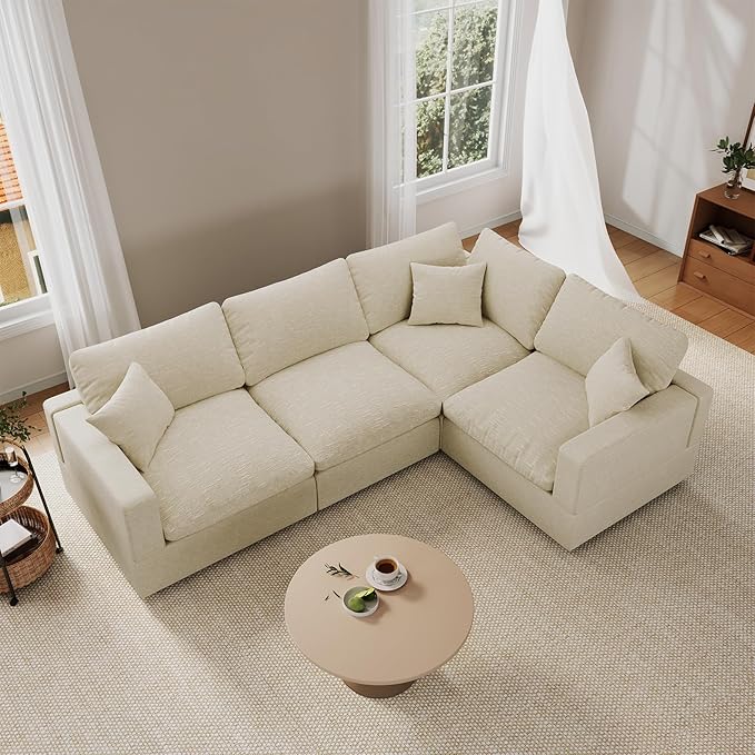 Modular Sectional Sofa Couch for Living Room, Convertible Upholstered Comfy Couches Deep Seat Sofa | Removable & Washable Cushion Covers, Filled with Down Cotton | Free Combination Sleeper Sofa Bed