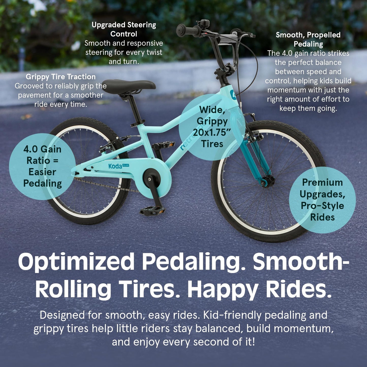 Retrospec Koda Plus 20in Kids Bike with Adjustable Seat & Handlebars - Lightweight Girls & Boys Bicycle for Ages 6-8, Easy-Grip v-Brakes & Smooth-Rolling Tires