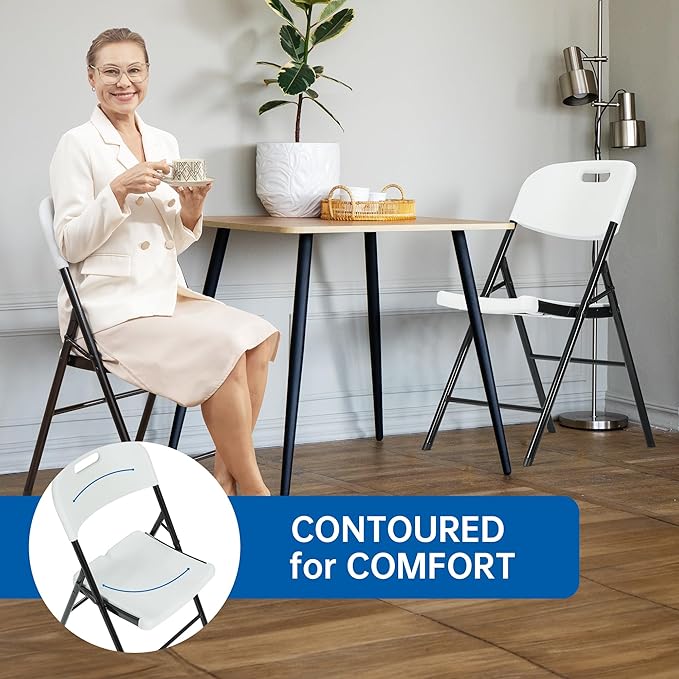 Winlice 70 Pack Thicker 800 LBS White Folding Chairs, Commercial Grade Folding Chair, Foldable Chairs for Events