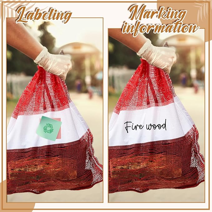 60 Pcs Onion Bags Reusable Mesh Produce Storage with Drawstring Firewood Bags Onion Potato Storage Sacks for Garden Vegetable Fruit Produce Packaging Supplies (22 x 24 Inch)