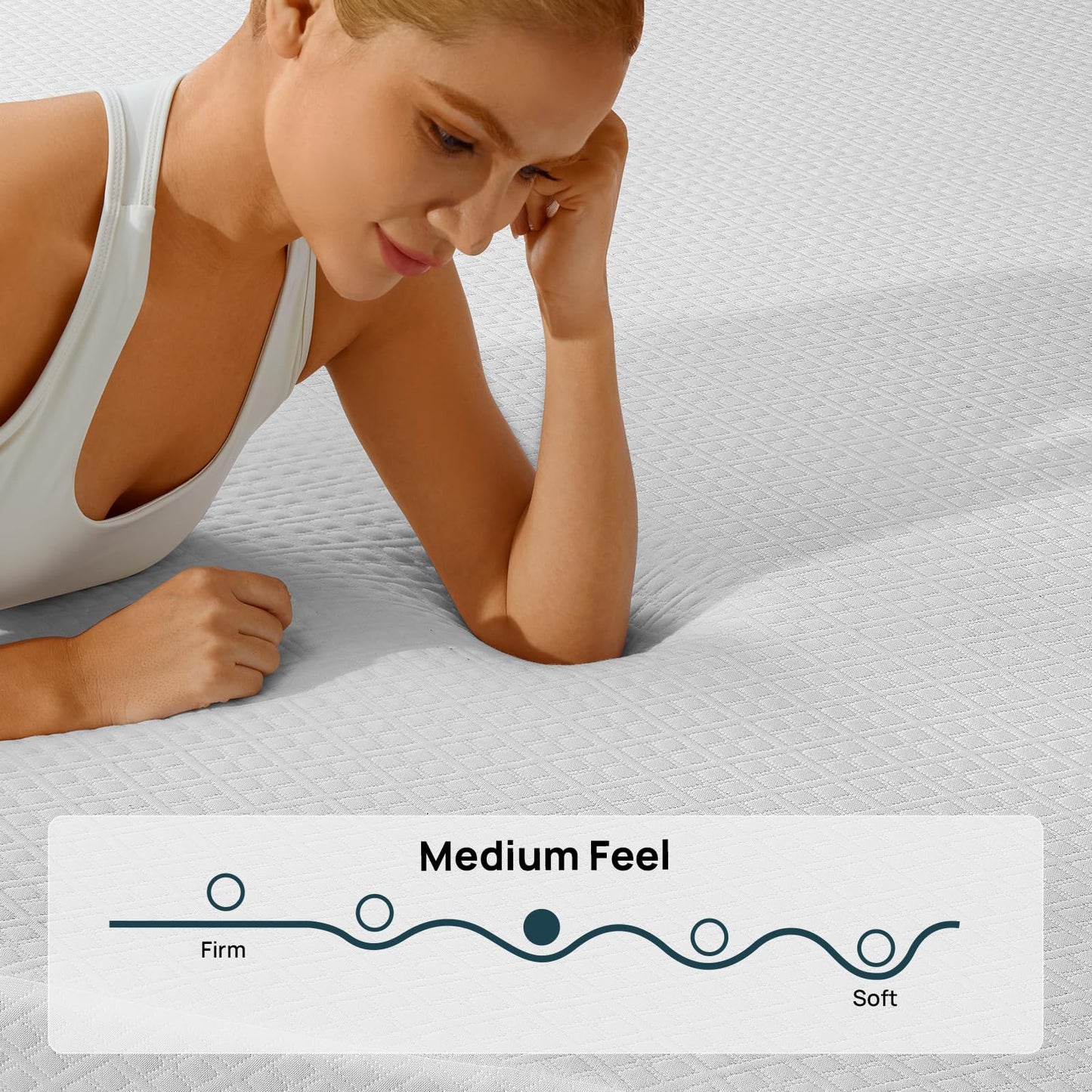 Seventable Queen Mattress, 6 Inch Cooling Gel Memory Foam Mattress in a Box, Medium Firm, Fiberglass Free, Pressure Relief & Breathable, CertiPUR-US Certified, White