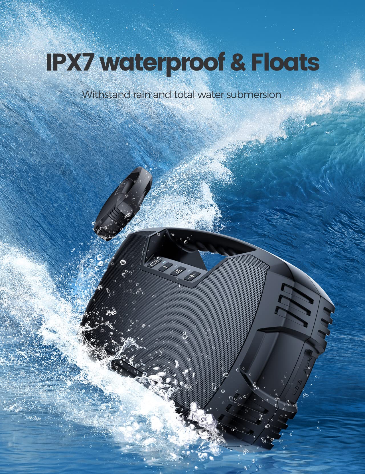 Ipx7 Waterproof Bluetooth Speaker, 40W(60 Peak) Portable Wireless Speakers With Subwoofer, 32H Playtime, Stereo Loud Sound, Deep