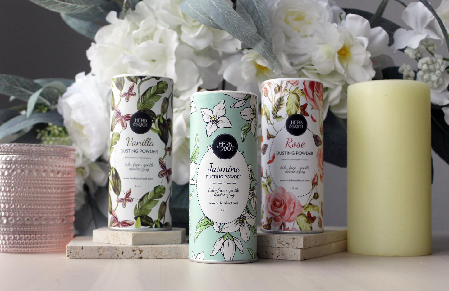Jasmine Talc-Free Dusting Powder with Arrowroot & Oats - Soothing Body Powder for Women, Chafing, Deodorizing, Foot & Shoe Freshness