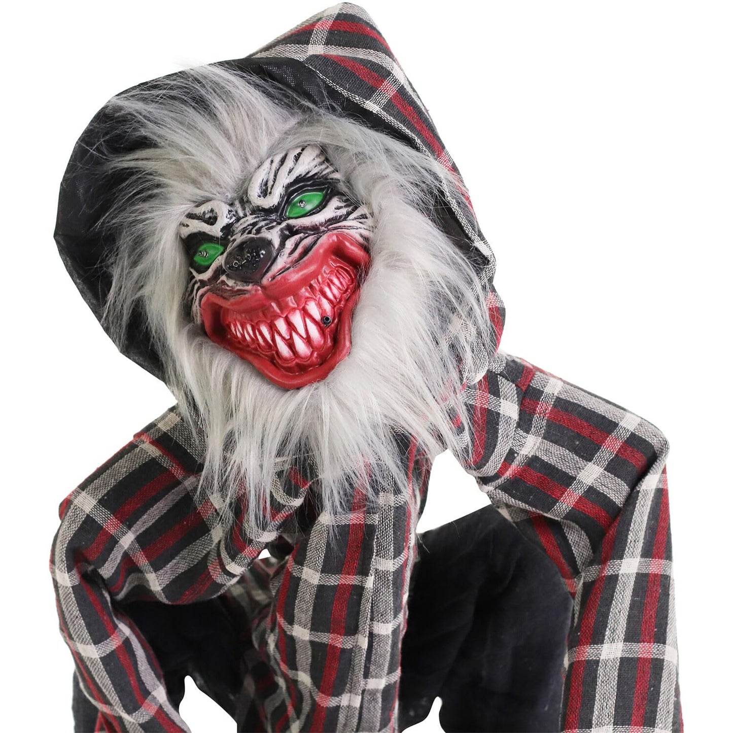 Haunted Hill Farm Squatting Werewolf Animatronic with Movement,Sounds,and Light-Up Eyes for Scary Halloween Decoration,24 x 18 x 30