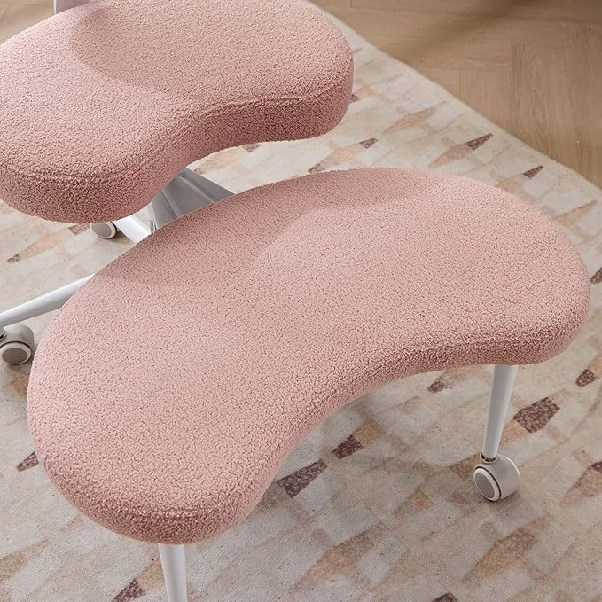 Criss Cross Office Chair with Wheels, Crossed Legged Office Chair with Adjustable Height, ADHD Chair with Lumbar Support, Meditation Desk Chair for Home Office, Pink