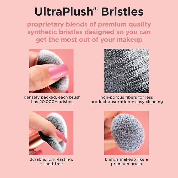 Real Techniques Tapered Cheek Brush, RT 449 Fluffy Blending Brush for Powder Blush & Highlighter, UltraPlush Synthetic Bristles, Vegan & Cruelty-Free Makeup Brush, 1 Count