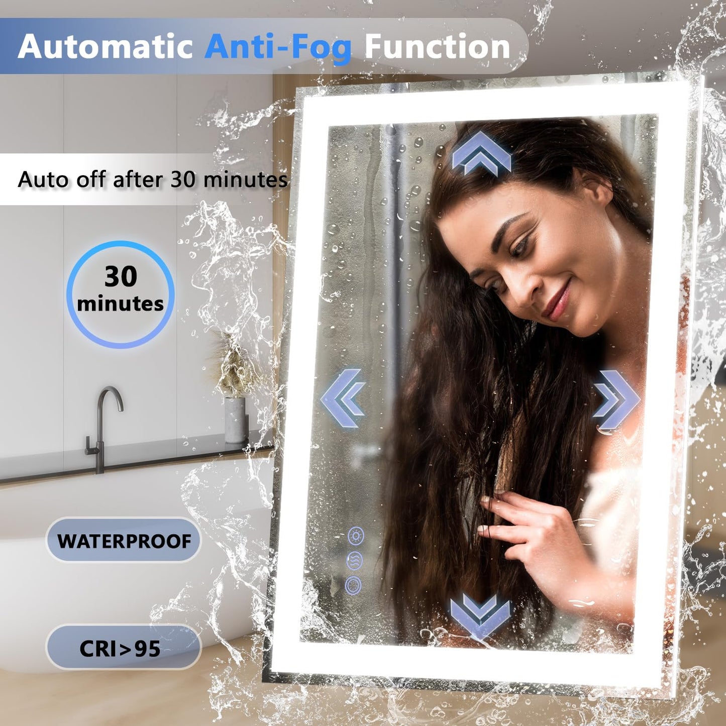 Callsky 24"x 32" LED Mirror for Bathroom, Front and Backlit Controlled Separately LED Wall Vanity Mirror, LED Vanity Mirror with Lights, Stepless Dimmable, Anti Fog, Tempered Glass, Memory (UL ETL)