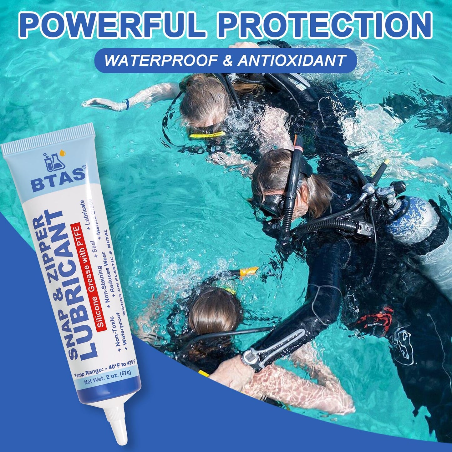 BTAS Zipper Lubricant for Plastic and Metal, Zipper Ease Lube Silicone Grease for Boat Canvas Cooler Bags Clothes Dresses with PTFE Marine Grade 2 Oz