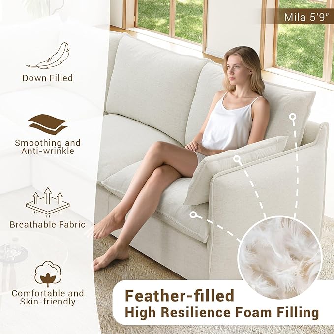 Forest aesthetics Cloud Modular Sectional,Corner Waterproof High Backrest Sectional Sofas,Down Filled Modular Couch with Removable Washable Cover for Living Room,Cream White