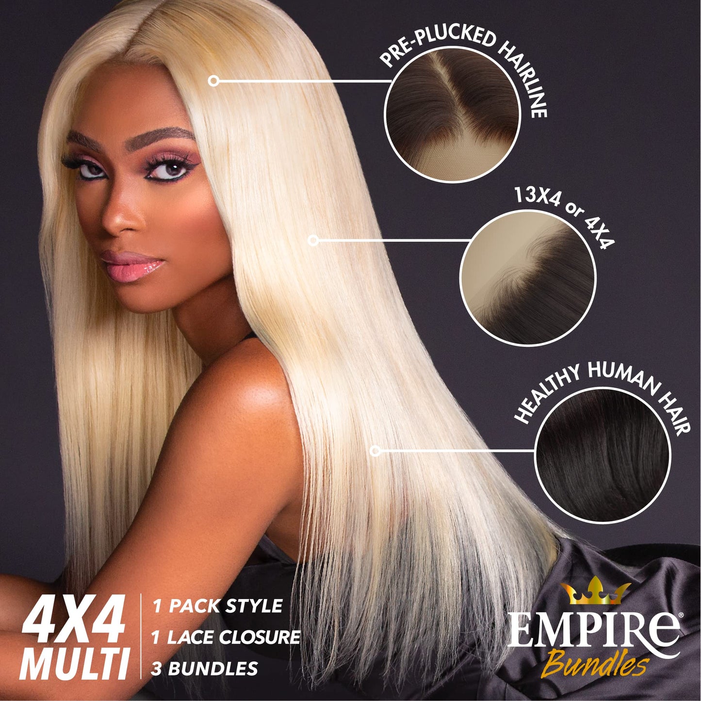 Sensationnel Empire bundles multi - body wave with 4x4 closure 10a tangle shed free human hair for weaving and sew in styles (12