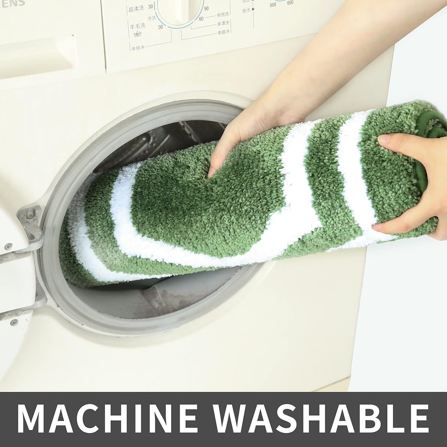 COSY HOMEER Extra Thick Bath Linen Sets Rugs - Anti-Slip Bath Mats Soft Plush 100% Strong Polyester Living Room Bathroom Water Absorbent(Green,24x48 - Inches)