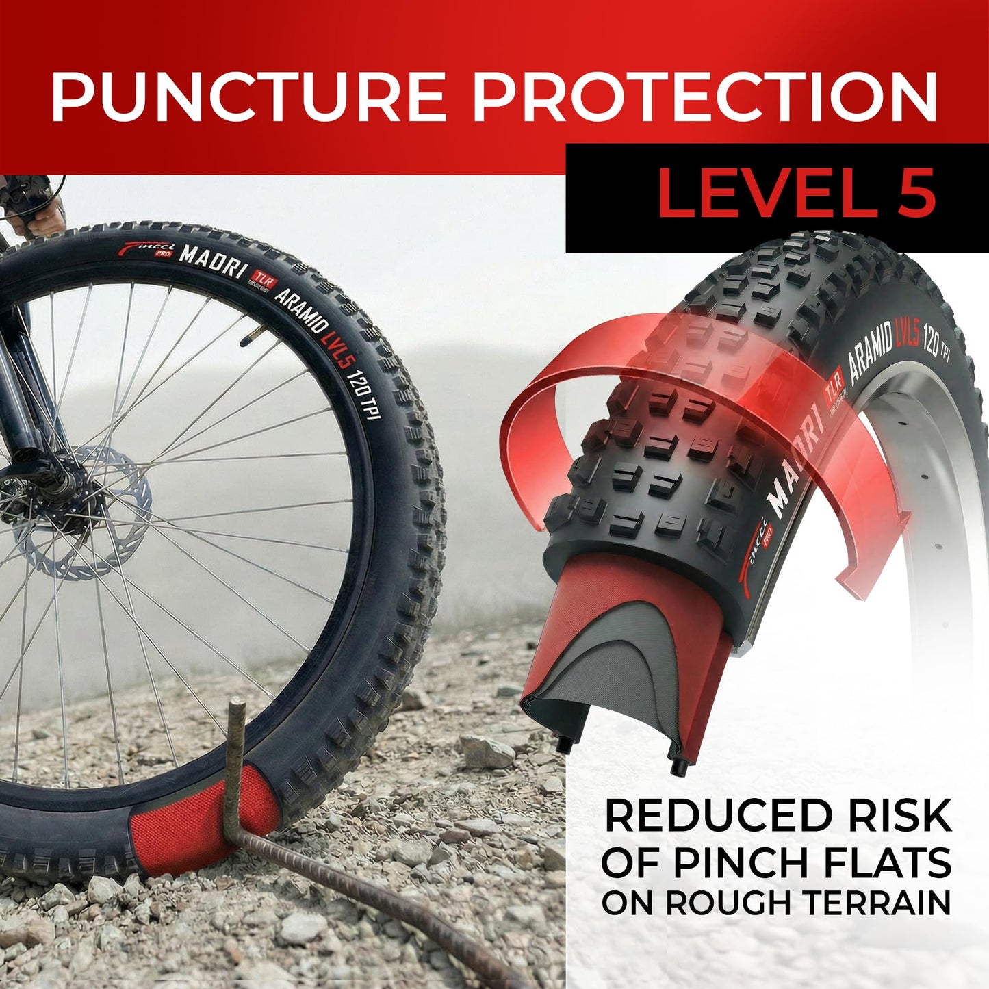 Fincci Maori Tubeless 27.5x2.35 Bike Tire 120 TPI - 2er Foldable Aramid 27.5 Mountain Bike Tires with 1mm Nylon Puncture Protection - 27.5" Tyre for MTB, Electric, XC, Enduro, Hybrid Bicycles