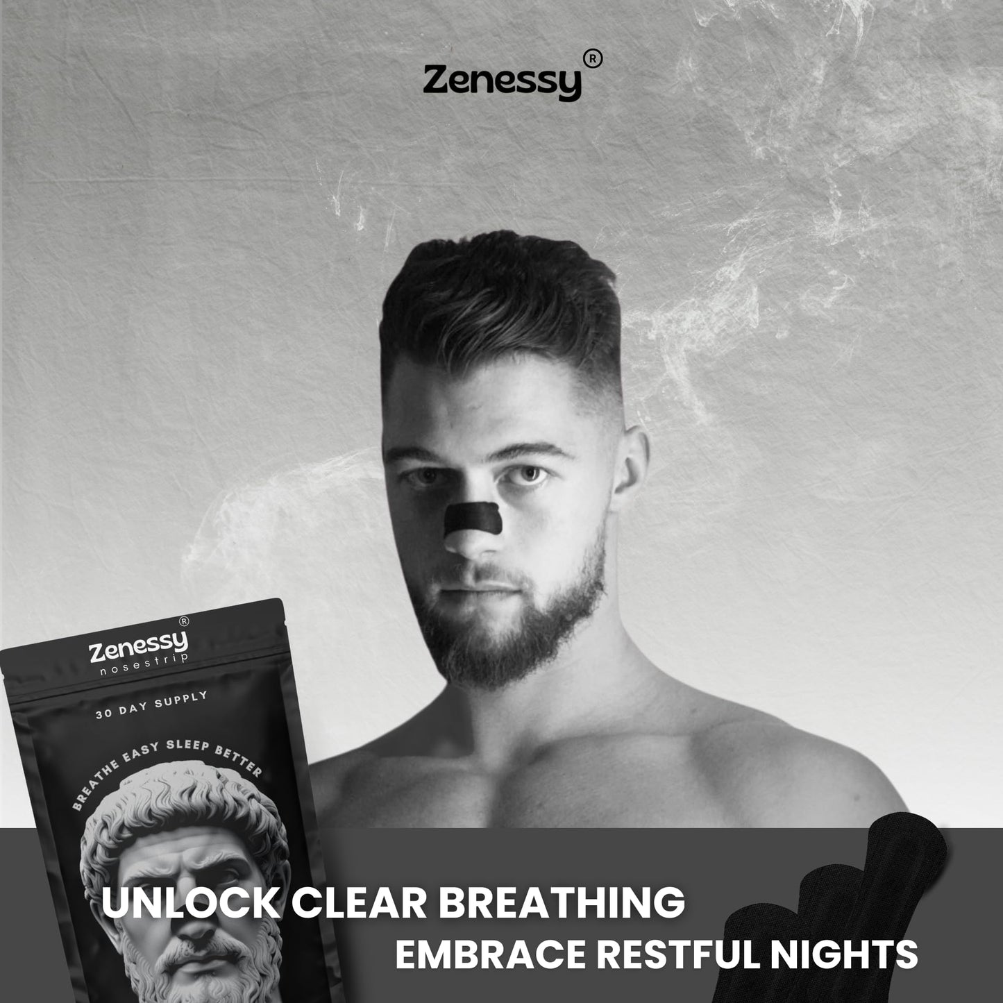 ZENESSY Nasal Strips (30 Count) – Extra Strength Anti-Snoring & Nasal Congestion Relief – Breath Better, Sleep Deeper – Comfortable & Drug-Free Nose Strips for Men and Women