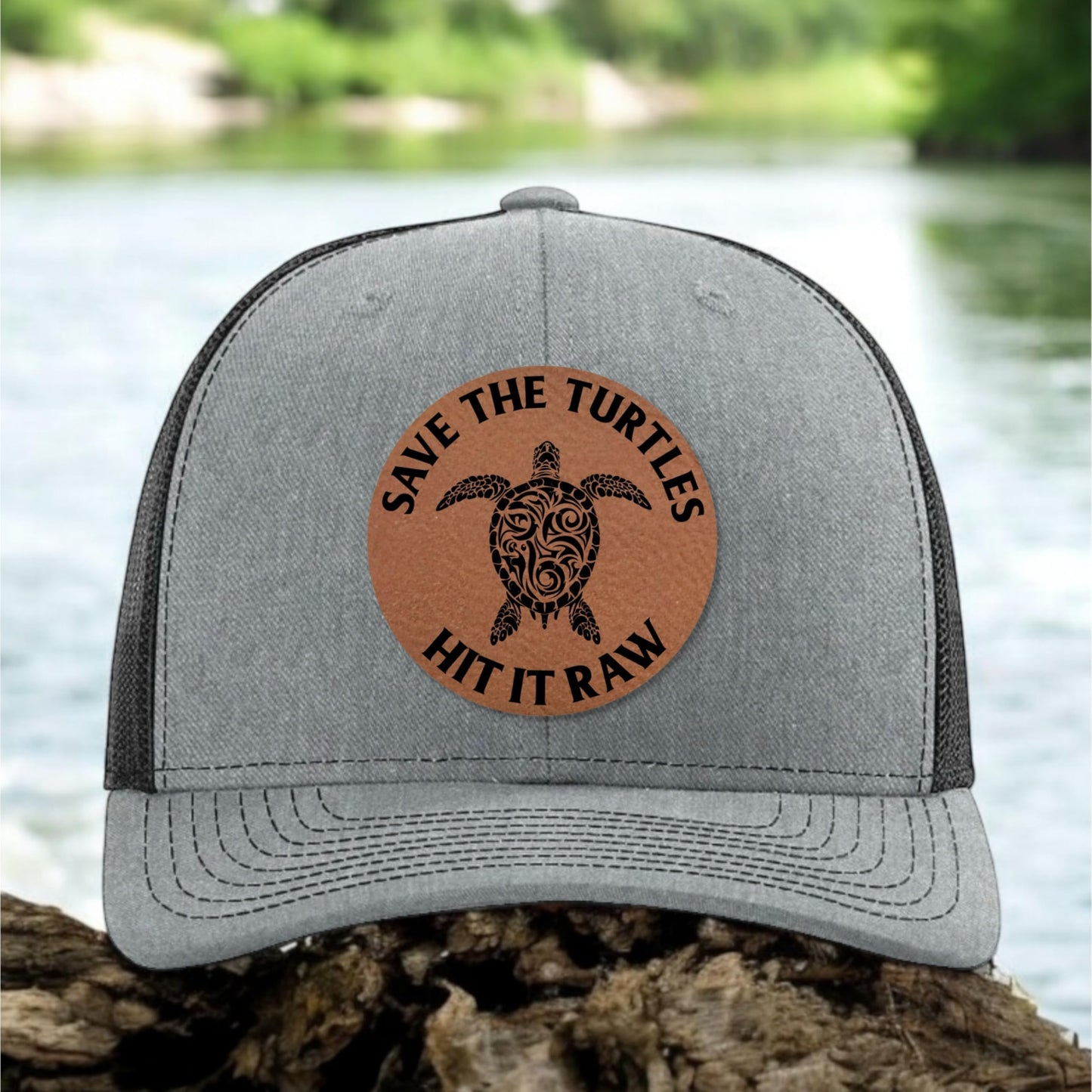 Save The Turtles Hit It Raw Hat - Funny Comedy Hat - Plastic Straws Environment - Beach Hats for Men - Fathers Day Christmas Birthday Gift for Dad Husband Son Boyfriend - Richardson 112 Trucker Hat