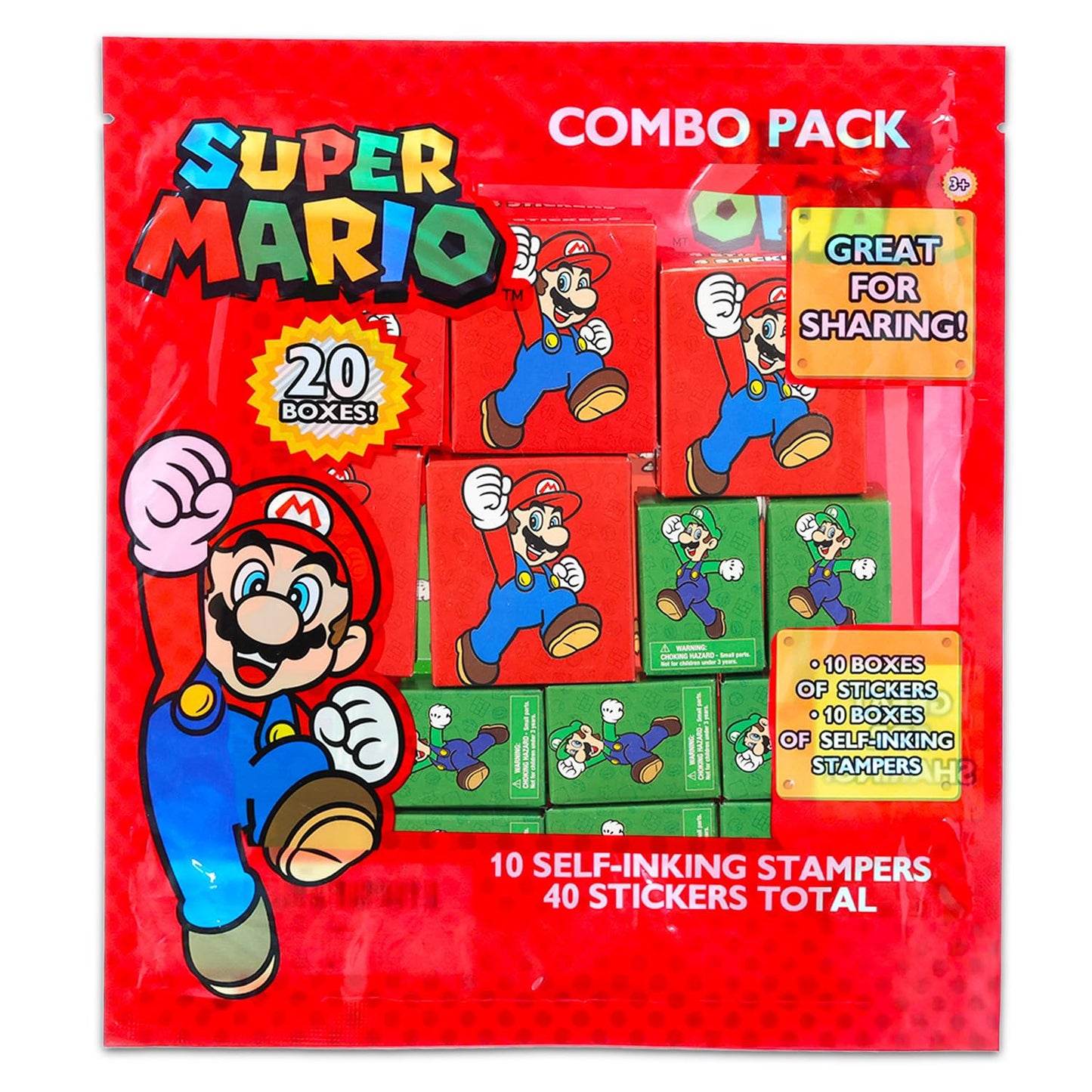Super Mario Party Favors Bulk Set ~ Bundle with 60 Pieces Mario Favor Boxes with Stickers and Stampers for Kids Birthday Party | Mario Classroom Prize Boxes