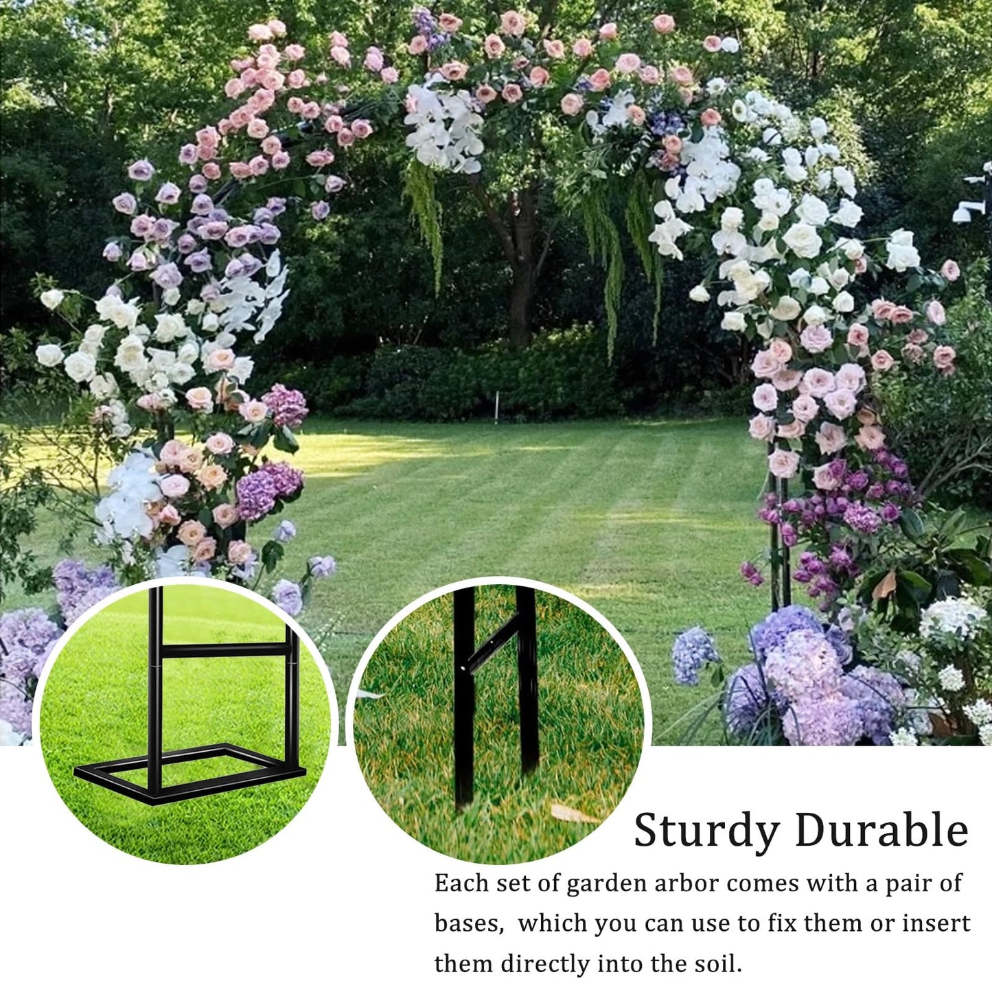 Metal Garden Arch Pergola for Climbing Plants and Wedding Events 11.5ft Tall Rose Arbor and Bridal Backdrop Stand
