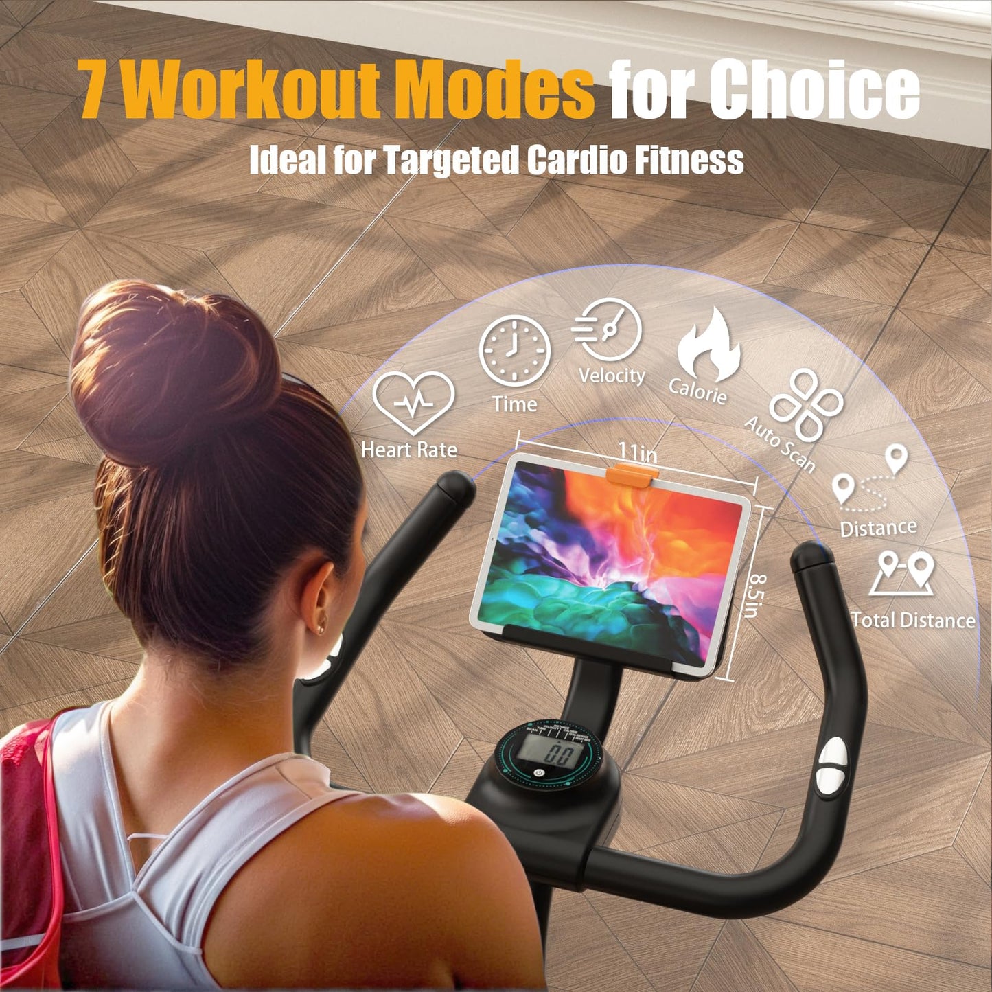 Hillhub Exercise Bike, Stationary Bikes for Home with Grip Pulse Sensor and Stepless Resistance Adjustment, Compact Indoor Cycling Bike with Tablet Mount, Compatible with APP Sync, Black