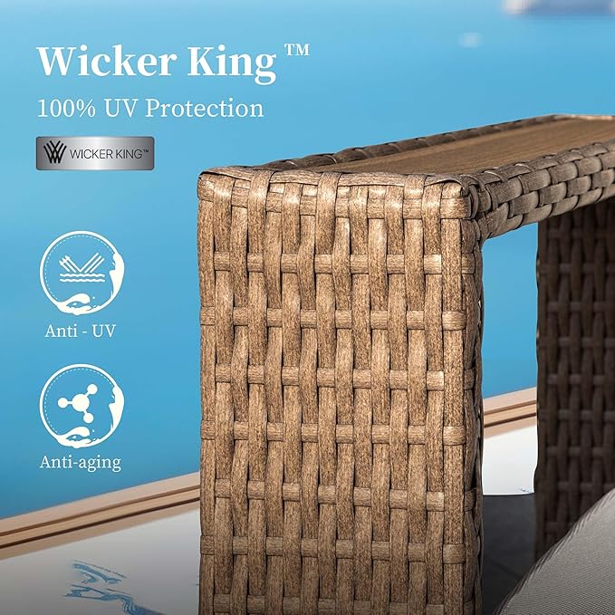 5 Pieces Patio Furniture Set,Outdoor Wicker Conversation Set with Swivel Chairs,All Weather Patio Conversation Set for Lawn Garden Backyard,Beige
