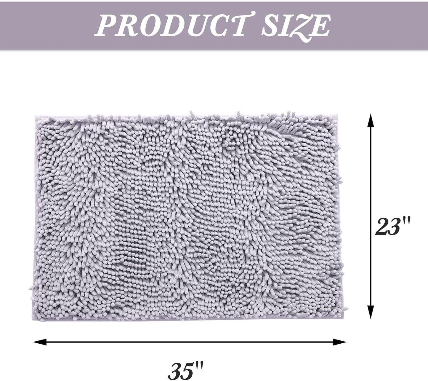 Non-Slip Bath Rug,Extra Soft Microfiber Bedroom Shag Carpet with Anti-Slip Backing,Water/Dust Absorbent Fast Dry Shower Mat,Sound Insulated Stairs Pad,Machine Washable (Grey,23 x 35 Inches)