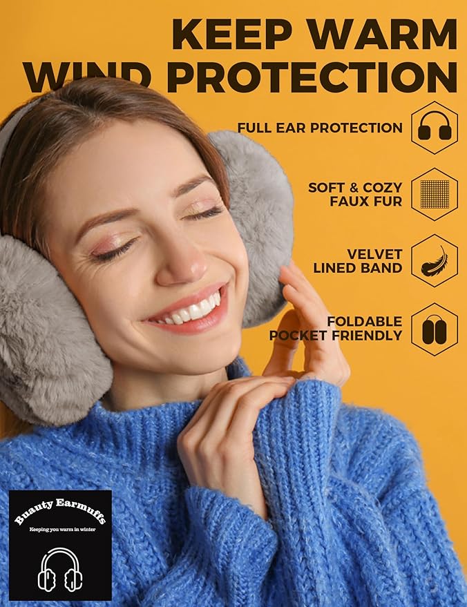Buauty Ear Muffs Winter Women Men Soft Earmuffs Cute Ear Covers Cold Weather Fluffy Ear Warmers Headband Winter Accessories