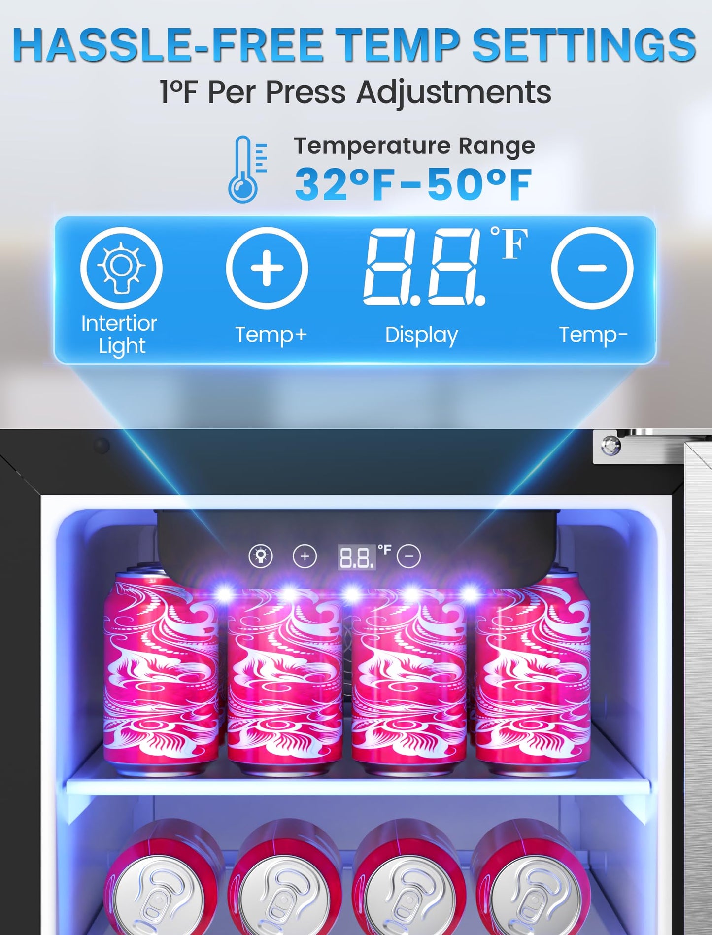 Electactic 15 Inch Outdoor Beverage Refrigerator, Undercounter Beverage Cooler with Stainless Steel Door, Built-in & Freestanding Drink Fridge for Beer Wine Soda, Outdoor Fridge for Patio Home Kitchen