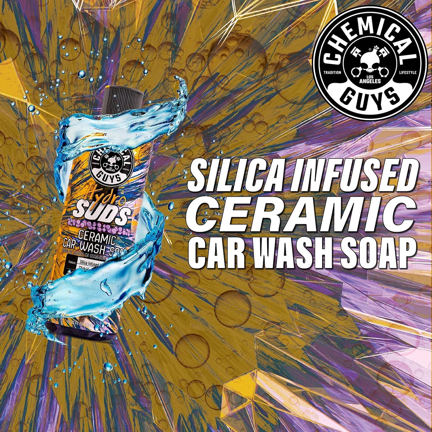 Chemical Guys HydroSuds Ceramic SiO2 Shine High Foaming Car Wash Soap (Works with Foam Cannons, Foam Guns or Bucket Washes) For Cars, Trucks, Motorcycles, RVs & More, 32 fl oz, Berry Scent - CWS21232